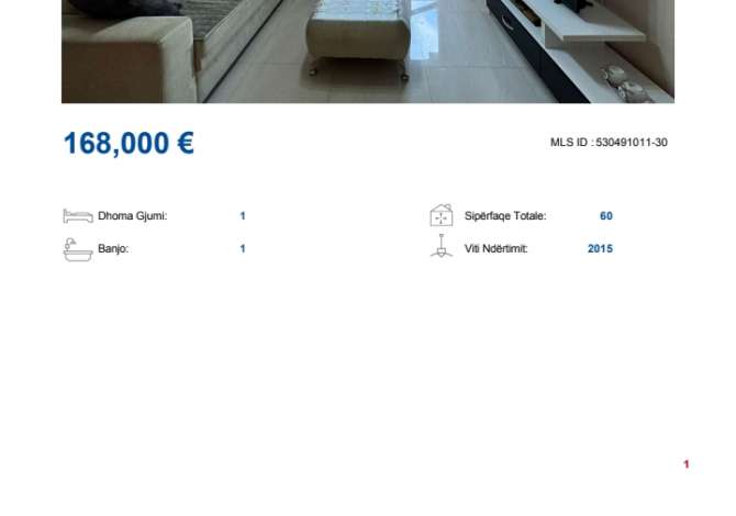 Shtepi ne shitje 1+1 ne Tirane - 168,000 Euro