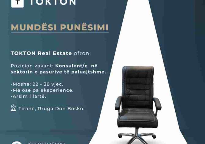 Oferta Pune Konsulent/e Imobiliar Pa Eksperience ne Tirane